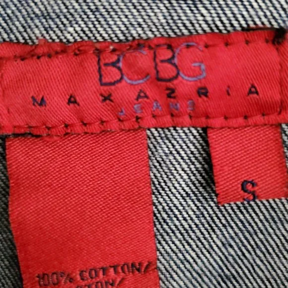 BCBGeneration MaxAzria Dark Wash Blue Denim Trucker Jean Jacket | Like New | S - Picture 8 of 15